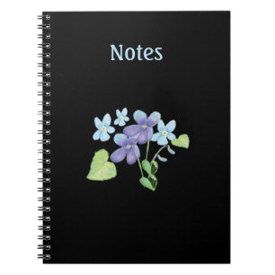 Wilde Violet-Blume Illustration Black Notizblock