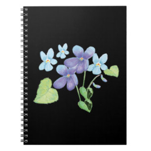 Wilde Violet-Blume Illustration Black Notizblock