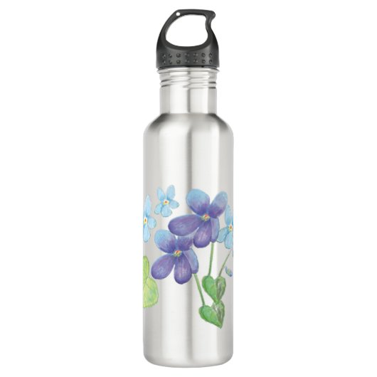 Wilde Violet-Blume - Illustration Edelstahlflasche (Vorderseite)