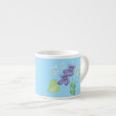 Wilde Violet-Blume Illustration Light Blue Espressotasse (Vorderseite Rechts)