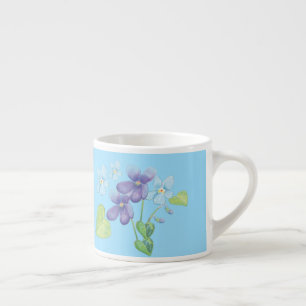 Wilde Violet-Blume Illustration Light Blue Espressotasse