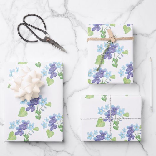 Wilde Violet-Blume und Frühlingspapier Geschenkpapier Set (Vorderseite)