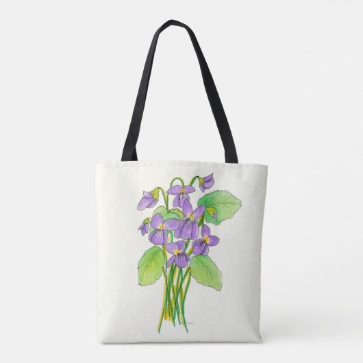 Wilde Violets Wasserfarbe Tasche (Rückseite)