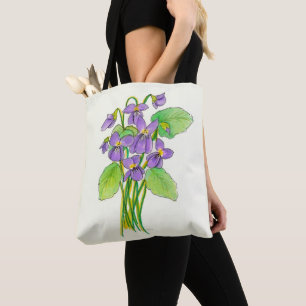 Wilde Violets Wasserfarbe Tasche