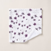 Wilde Violets Wasserfarben Handgemalt Badhandtuch Set (Waschlappen)