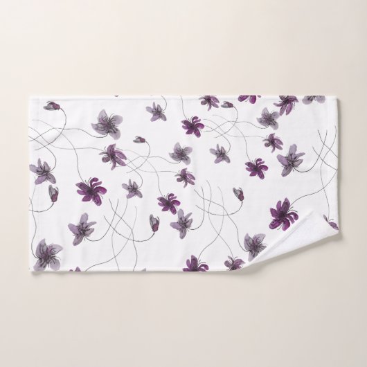 Wilde Violets Wasserfarben Handgemalt Badhandtuch Set (Handtuch)
