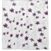 Wilde Violets Wasserfarben Handgemalt Duschvorhang (Vorderseite)