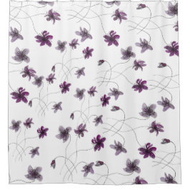 Wilde Violets Wasserfarben Handgemalt Duschvorhang