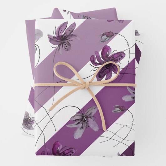 Wilde Violets Wasserfarben Handgemalt Geschenkpapier Set (Beispiel)