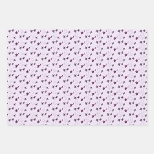 Wilde Violets Wasserfarben Handgemalt Geschenkpapier Set (Vorderseite 3)