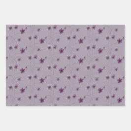 Wilde Violets Wasserfarben Handgemalt Geschenkpapier Set