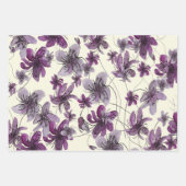 Wilde Violets Wasserfarben Handgemalt Geschenkpapier Set (Vorderseite 3)