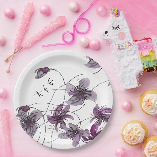 Wilde Violets Wasserfarben Handgemalt Pappteller (Party)