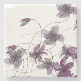 Wilde Violets Wasserfarben Handgemalt Steinuntersetzer