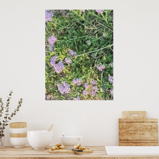 Wilde violette Blumen in natürlicher Garteneinstel Poster (Küche)