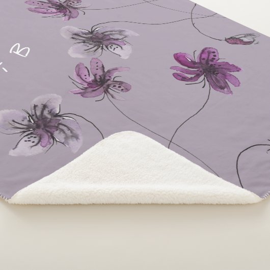 Wilde Violetten Wasserfarben Handgestrichen Mit Mo Sherpadecke (3/4)