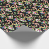 Wilde Vögel Blume: Schwarz Vintag Geschenkpapier (Ecke)