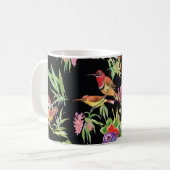 Wilde Vögel Blume: Schwarz Vintag Kaffeetasse (Vorderseite Links)
