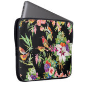 Wilde Vögel Blume: Schwarz Vintag Laptopschutzhülle (Vorne Rechts)