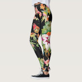 Wilde Vögel Blume: Schwarz Vintag Leggings (Links)