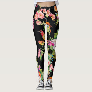 Wilde Vögel Blume: Schwarz Vintag Leggings