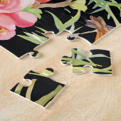 Wilde Vögel Blume: Schwarz Vintag Puzzle (Seite)