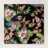 Wilde Vögel Blume: Schwarz Vintag Puzzle (Horizontal)