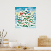 Wilde Vögel in der Natur mit Starlit Weihnachtsbau Poster (Küche)