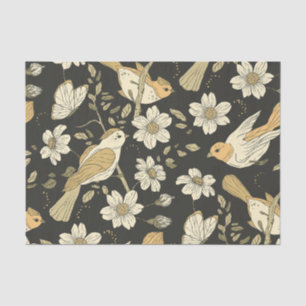 Wilde Vögel und Blumen Natur Seidenpapier