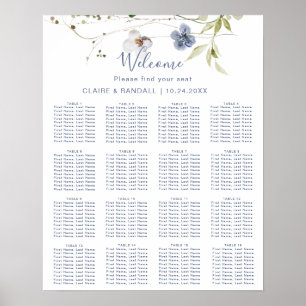 Wilde Wald-Blumen-Hochzeit-Sitzplan Poster