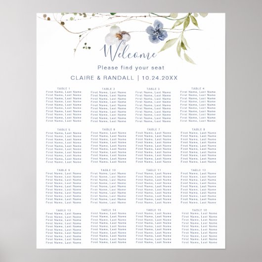 Wilde Wald-Blumen-Hochzeit-Sitzplan Poster (Vorne)