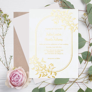 Wilde Wald Botanische Blumen Blätter Hochzeit Folieneinladung