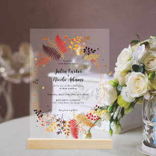 Wilde Waldblumen Farn Pilze Laub Hochzeit Acryleinladungen