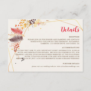 Wilde Waldblumen Farn Pilze Laub Hochzeit Begleitkarte