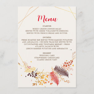 Wilde Waldblumen Farn Pilze Laub Hochzeit Menükarte