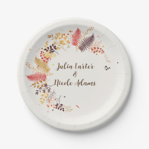 Wilde Waldblumen Farn Pilze Laub Hochzeit Pappteller
