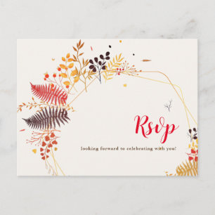 Wilde Waldblumen Farn Pilze Laub Hochzeit Postkarte
