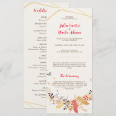 Wilde Waldblumen Farn Pilze Laub Hochzeit Programm (Vorne/Hinten)
