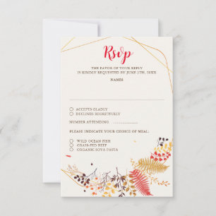 Wilde Waldblumen Farn Pilze Laub Hochzeit RSVP Karte