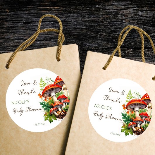 Wilde Waldpilze Babydusche danke Ihnen für die Runder Aufkleber