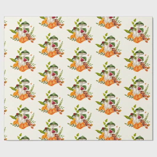 Wilde Waldpilzernte Geschenkpapier (Flach)