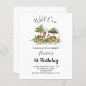 Wilde Waldtiere zum 1. Geburtstag Einladung (Vorne/Hinten)