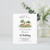 Wilde Waldtiere zum 1. Geburtstag Einladung (Stehend Vorderseite)