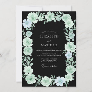 Wilde Wasserblumen-Aqua-gemalte Hochzeit Einladung