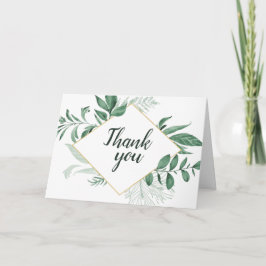 Wilde Wasserfarben Blätter Jäger Grüne Hochzeit Dankeskarte