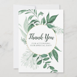 Wilde Wasserfarben Blätter Jäger Grüne Hochzeit Dankeskarte