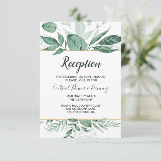 Wilde Wasserfarben Blätter Jäger Grüne Hochzeit Einladung (Stehend Vorderseite)