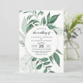 Wilde Wasserfarben Blätter Jäger Grüne Hochzeit Einladung (Stehend Vorderseite)