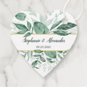 Wilde Wasserfarben Blätter Jäger Grüne Hochzeit Geschenkanhänger (Rückseite)