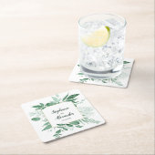 Wilde Wasserfarben Blätter Jäger Grüne Hochzeit Rechteckiger Pappuntersetzer (Vor Ort)
